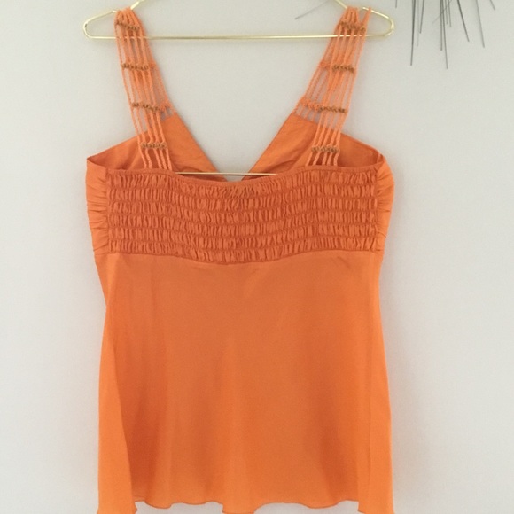 🧡Boston Proper Silk Wood Beaded Straps Women Top - Picture 9 of 10